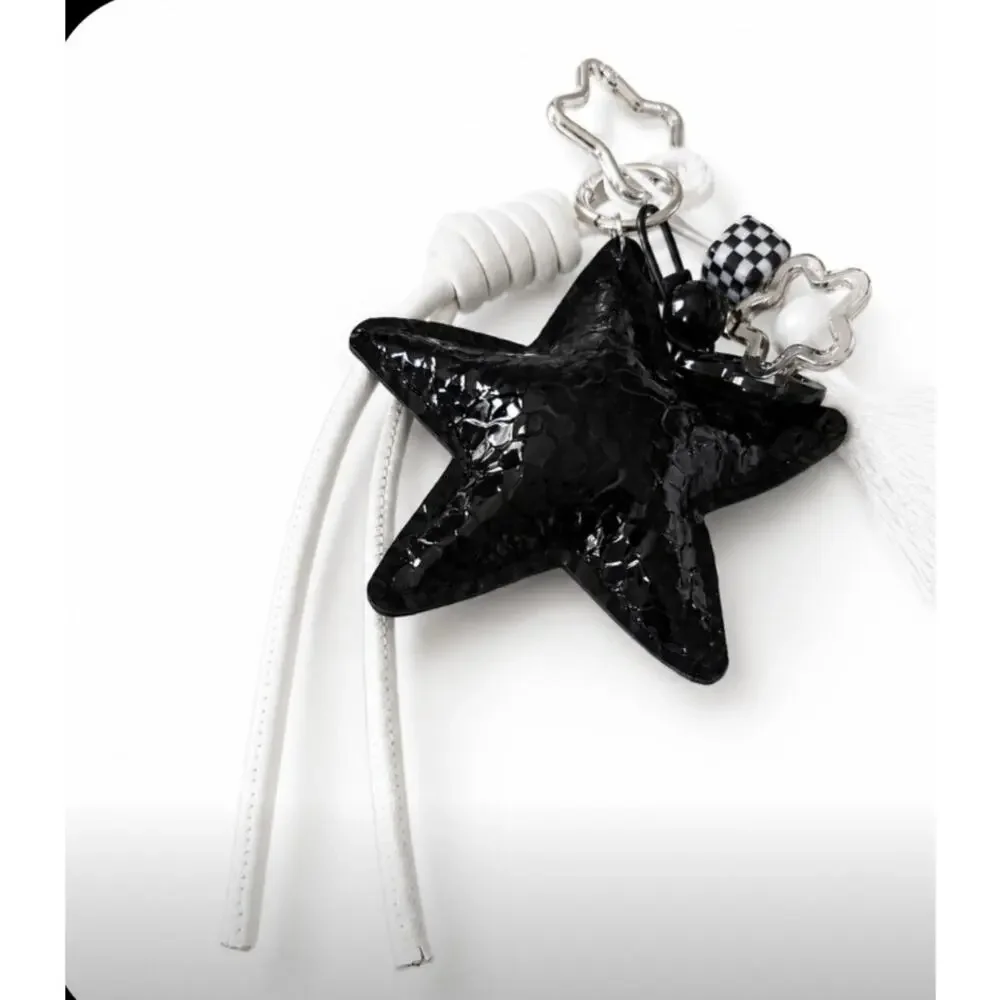 Black White Star Tassle Flower Dice Bag Charm New